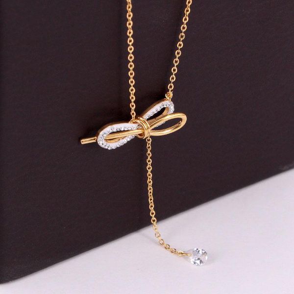 pendant necklaces bowknot crystal stainless steel necklace bohemian style clavicle women's jewelry gifts, Silver
pendant necklaces bowknot crystal stainless steel necklace bohemian style clavicle women's jewelry gifts, Silver