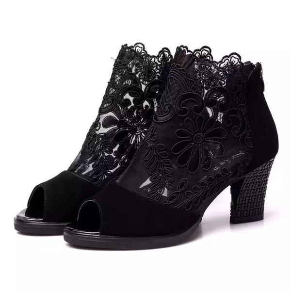 sandals fashion thick heel high heels summer european and american mesh fish mouth large sandals, Black
sandals fashion thick heel high heels summer european and american mesh fish mouth large sandals, Black