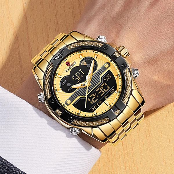 wristwatches 2021 kademan brand watches military men sport auto date chronograph gold steel digital quartz relogio, Slivery;brown
wristwatches 2021 kademan brand watches military men sport auto date chronograph gold steel digital quartz relogio, Slivery;brown