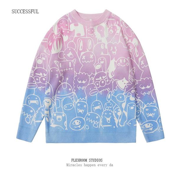 men's sweaters dm2021 japanese cartoon funny tie-dye printed crew neck sweater trendy brand hip-hop loose large size knitted top, White;black
men's sweaters dm2021 japanese cartoon funny tie-dye printed crew neck sweater trendy brand hip-hop loose large size knitted top, White;black