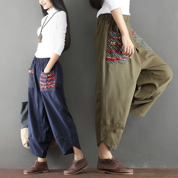 women's pants & capris autumn casual loose trousers women baggy elastic waist ethnic vintage cotton linen harem wide leg, Black;white
women's pants & capris autumn casual loose trousers women baggy elastic waist ethnic vintage cotton linen harem wide leg, Black;white