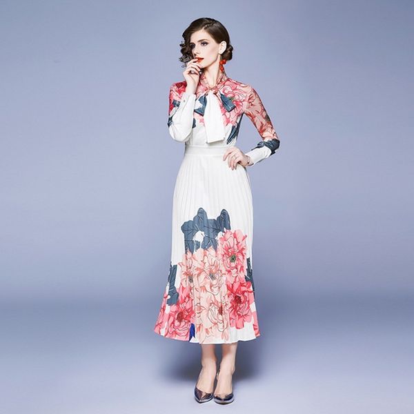 autumn runway designer pleated maxi dresses women bow-knot neck vintage flower print long office party dress 210514, Black;gray
autumn runway designer pleated maxi dresses women bow-knot neck vintage flower print long office party dress 210514, Black;gray