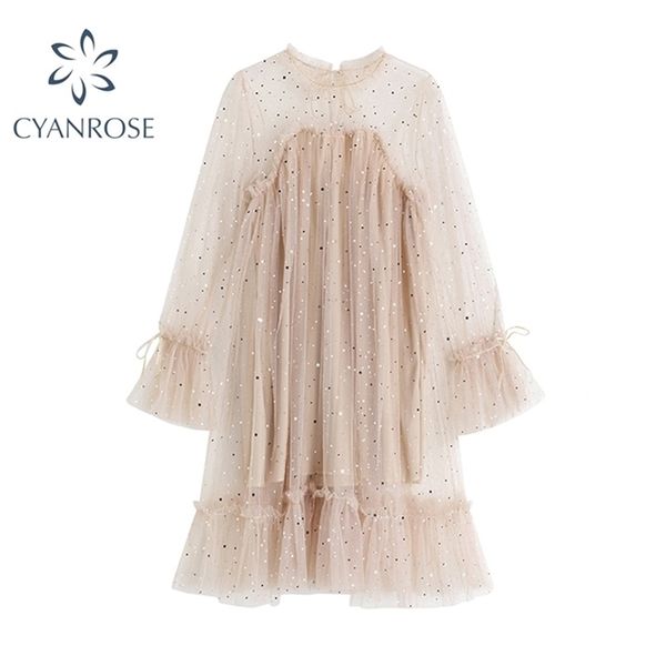 women dress spring autumn dress elegant long sleeve sequined transparent bling gauze princess hiny fairy puff dresses 210515, Black;gray
women dress spring autumn dress elegant long sleeve sequined transparent bling gauze princess hiny fairy puff dresses 210515, Black;gray