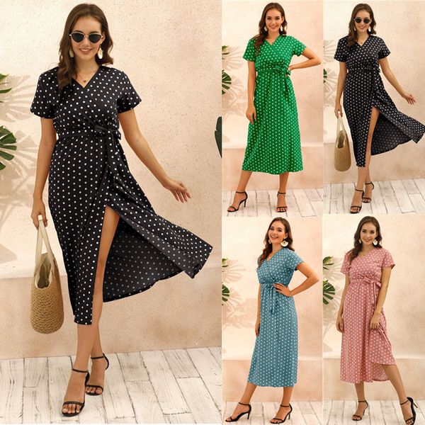 summer v neck short sleeve women split dress bohemia casual belt empire polka dot print ladies dresses plus size 210423, Black;gray
summer v neck short sleeve women split dress bohemia casual belt empire polka dot print ladies dresses plus size 210423, Black;gray