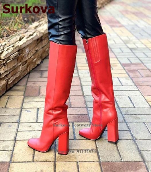 boots surkova designer chunky heel embossing knee red matte leather zipped sewing dress shoes fall winter outdoor long, Black
boots surkova designer chunky heel embossing knee red matte leather zipped sewing dress shoes fall winter outdoor long, Black