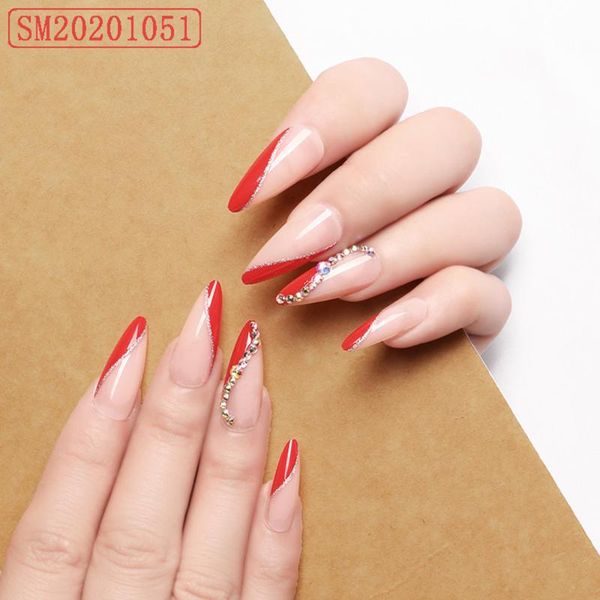 false nails 24pcs/box detachable shiny long stiletto french ballerina wearable fake full cover nail tips manicure tool, Red;gold
false nails 24pcs/box detachable shiny long stiletto french ballerina wearable fake full cover nail tips manicure tool, Red;gold