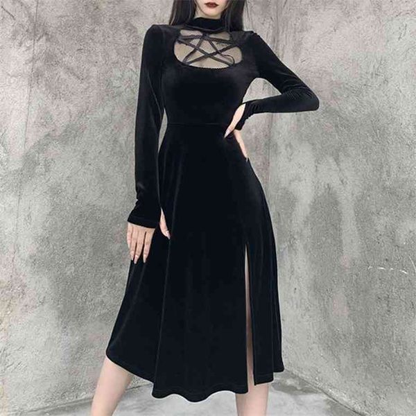 insgoth women gothic pentagram hollow out vintage elegant velvet high waist slit autumn long sleeve dress, Black;gray
insgoth women gothic pentagram hollow out vintage elegant velvet high waist slit autumn long sleeve dress, Black;gray