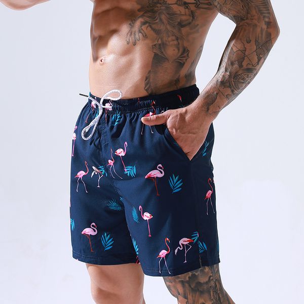 men's shorts beach pants style casual 5-point loose print crane underpants, White;black
men's shorts beach pants style casual 5-point loose print crane underpants, White;black