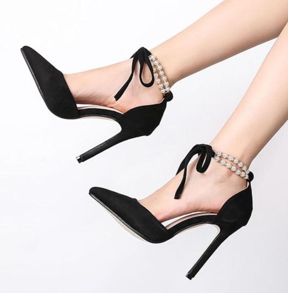 women pointed toe shoes luxury high heels lace up ladies pumps beading ankle strap sandals bridal wedding stiletto dress, Black
women pointed toe shoes luxury high heels lace up ladies pumps beading ankle strap sandals bridal wedding stiletto dress, Black