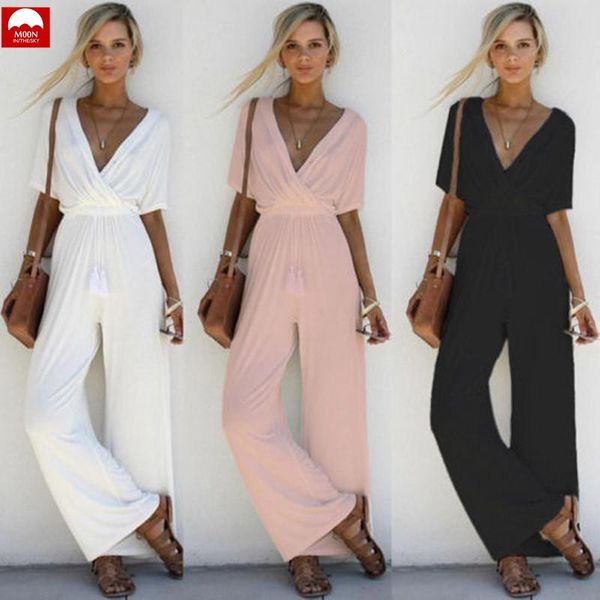 women's jumpsuits & rompers leisure spring and summer solid color women wild wide leg trousers fashion short sleeve full length straigh, Black;white
women's jumpsuits & rompers leisure spring and summer solid color women wild wide leg trousers fashion short sleeve full length straigh, Black;white