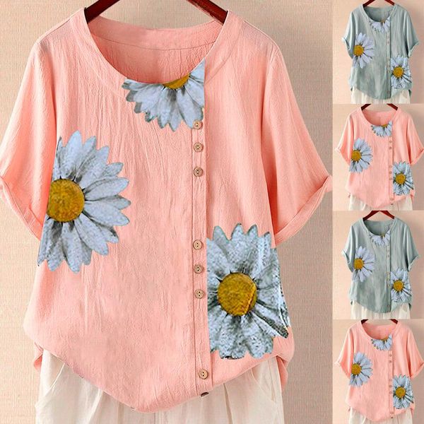 women's summer casual round neck short sleeve sunflower print loose shirt t-shirt, White
women's summer casual round neck short sleeve sunflower print loose shirt t-shirt, White
