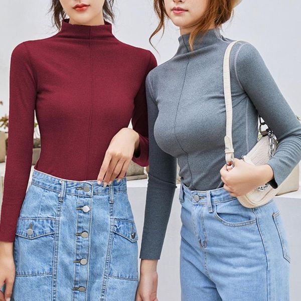 women's blouses & shirts autumn women solid color long sleeve mock neck basic blouse slim pullover top, White
women's blouses & shirts autumn women solid color long sleeve mock neck basic blouse slim pullover top, White