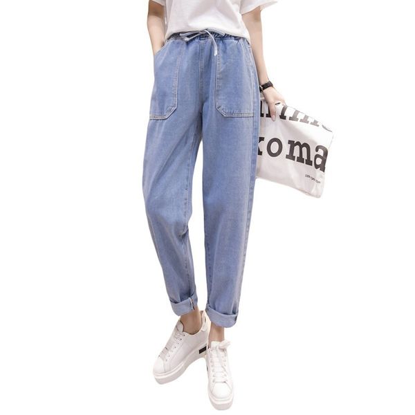 lace up plus size spring boyfriend elasticated waist ankle jean vintage high baggy woman denim harem pants 210514, Blue
lace up plus size spring boyfriend elasticated waist ankle jean vintage high baggy woman denim harem pants 210514, Blue