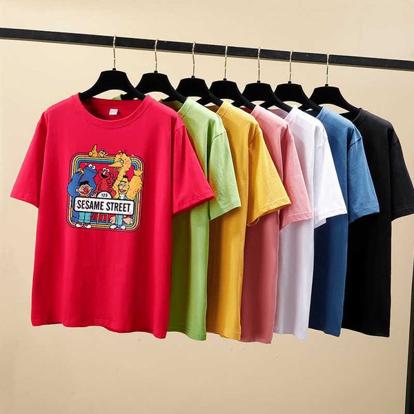 korean cartoon t-shirt summer 210706, White 
korean cartoon t-shirt summer 210706, White