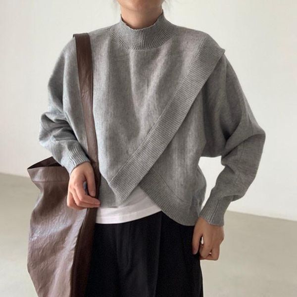 women's sweaters autumn winter korean fashion vintage long sleeve sweater women stand collar knit pullovers irregular cross split warm, White;black
women's sweaters autumn winter korean fashion vintage long sleeve sweater women stand collar knit pullovers irregular cross split warm, White;black