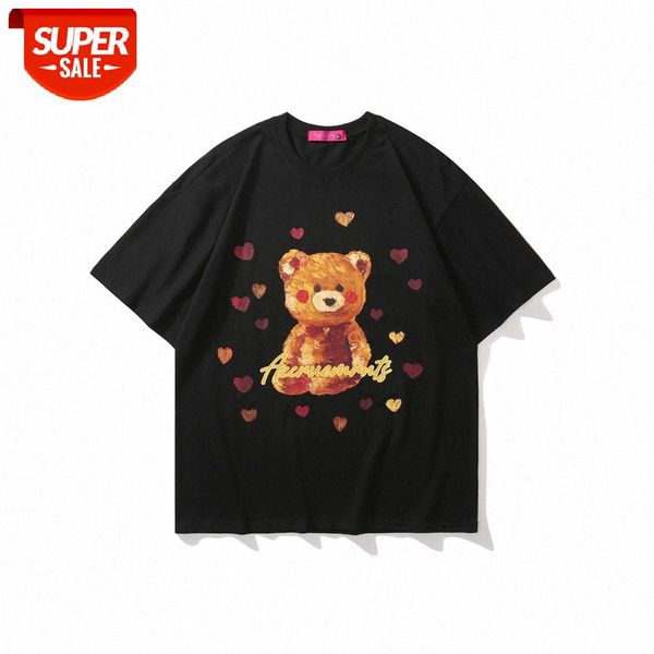 cartoon bear print short-sleeved t-shirt men's ins european and american five-point sleeve summer loose half-sleeved #ty6t, White;black
cartoon bear print short-sleeved t-shirt men's ins european and american five-point sleeve summer loose half-sleeved #ty6t, White;black