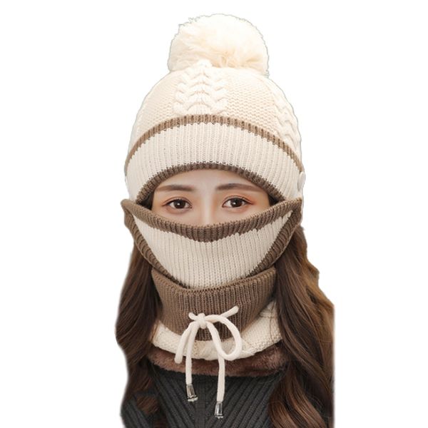 3 in 1 women winter beanie hat scarf valves face mask set cable knit plush lining windproof pompom skull cap neck warmer, Blue;gray
3 in 1 women winter beanie hat scarf valves face mask set cable knit plush lining windproof pompom skull cap neck warmer, Blue;gray