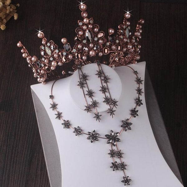 earrings & necklace baroque retro bronze crystal pearls bridal jewelry sets rhinestone tiaras round crown earring wedding dubai set, Silver
earrings & necklace baroque retro bronze crystal pearls bridal jewelry sets rhinestone tiaras round crown earring wedding dubai set, Silver