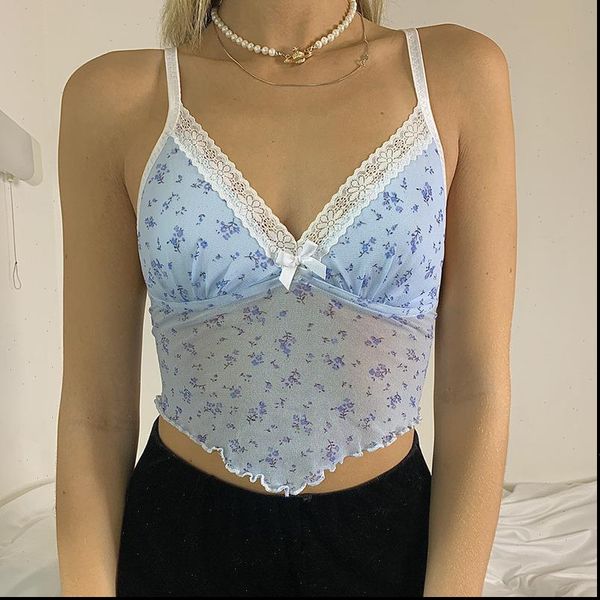 lace patchwork flower print womens tank crop v neck bow transparant blue spaghetti straps y2k, White
lace patchwork flower print womens tank crop v neck bow transparant blue spaghetti straps y2k, White
