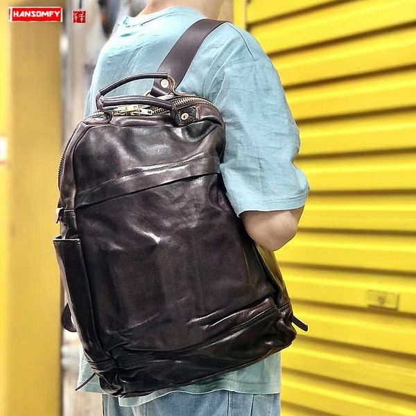 backpack american retro cowhide handmade leather men's heavy industry old vegetable tanned bag
backpack american retro cowhide handmade leather men's heavy industry old vegetable tanned bag