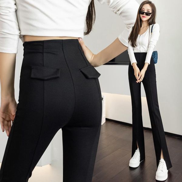 women's pants & capris stretch will split slightly flared trousers cultivate one's morality leisure women fall broadly the drape o, Black;white
women's pants & capris stretch will split slightly flared trousers cultivate one's morality leisure women fall broadly the drape o, Black;white