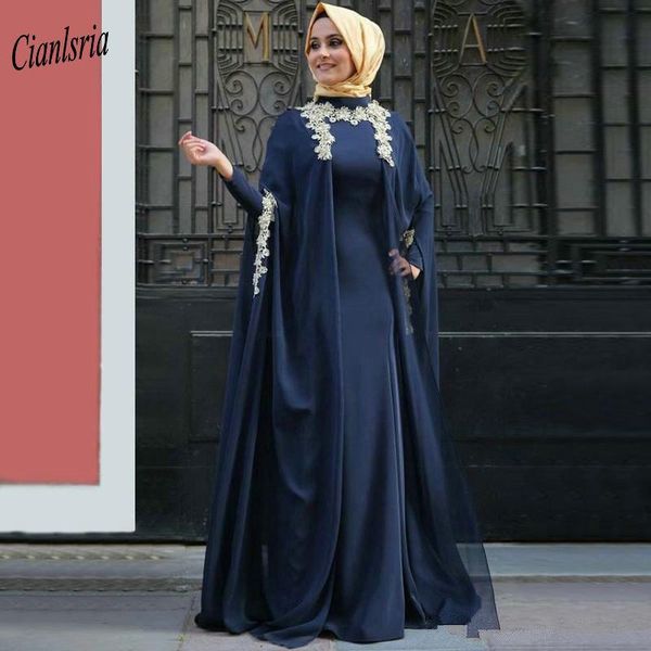 party dresses navy blue high neck arabic muslim evening dress with cape long sleeve appliques islamic kaftan dubai, White;black
party dresses navy blue high neck arabic muslim evening dress with cape long sleeve appliques islamic kaftan dubai, White;black