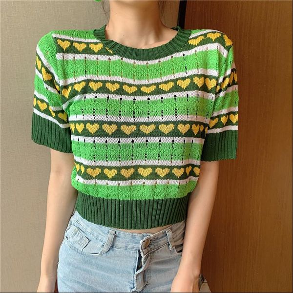 women sweater striped short sleeve green sweaters shirts o neck cropped thin hollow out pullover crop for female, White;black
women sweater striped short sleeve green sweaters shirts o neck cropped thin hollow out pullover crop for female, White;black