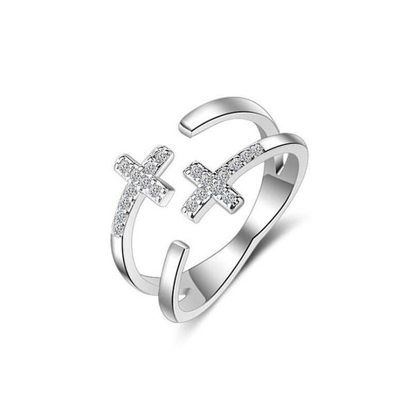 cluster rings creative beautiful fashion double cross 925 sterling silver jewelry double-layer wild women crystal opening sr653, Golden;silver
cluster rings creative beautiful fashion double cross 925 sterling silver jewelry double-layer wild women crystal opening sr653, Golden;silver