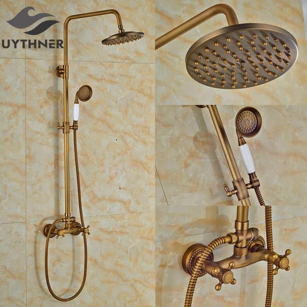 ly antique brass bathroom shower faucet set 8" rain mixer tap tub w/ hand dual handles sets
ly antique brass bathroom shower faucet set 8" rain mixer tap tub w/ hand dual handles sets