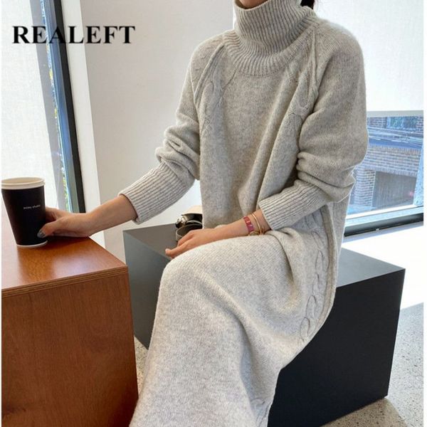 vintage long sweater dresses korean style turtleneck sleeve warm thick casual loose knitting dress female 210428, Black;gray
vintage long sweater dresses korean style turtleneck sleeve warm thick casual loose knitting dress female 210428, Black;gray