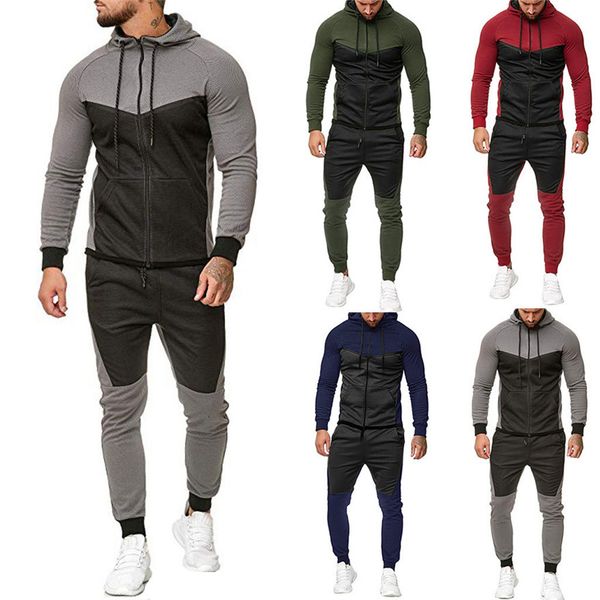 men's tracksuits sports men tracksuit cardigan hoodies sleeve slim two pieces sets casual patchwork color long pants 2pcs suits with zi, Gray
men's tracksuits sports men tracksuit cardigan hoodies sleeve slim two pieces sets casual patchwork color long pants 2pcs suits with zi, Gray