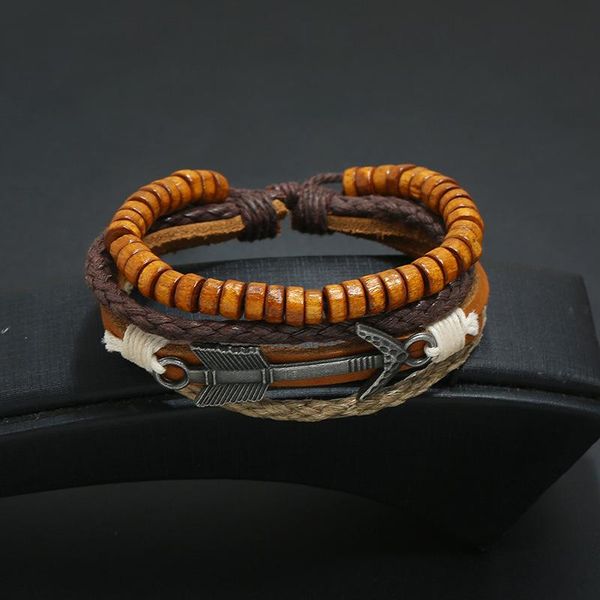 charm bracelets europe and the united states retro alloy arrow leather bracelet multi-layer wooden beads men's jewelry rope weaving, Golden;silver
charm bracelets europe and the united states retro alloy arrow leather bracelet multi-layer wooden beads men's jewelry rope weaving, Golden;silver