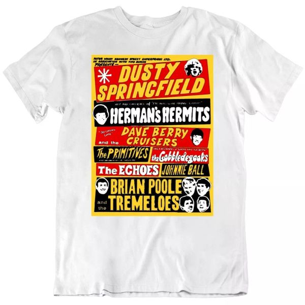 rock poster 50s 60s 70s acts british beat music t shirt, White;black