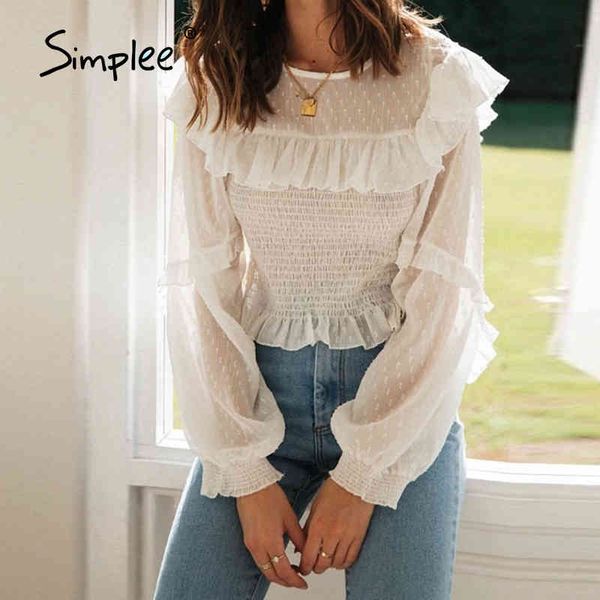 elegant ruffled mesh smocking embroidery blouses spring chic solid chiffon blouse holiday fashion casual women 210414, White
elegant ruffled mesh smocking embroidery blouses spring chic solid chiffon blouse holiday fashion casual women 210414, White