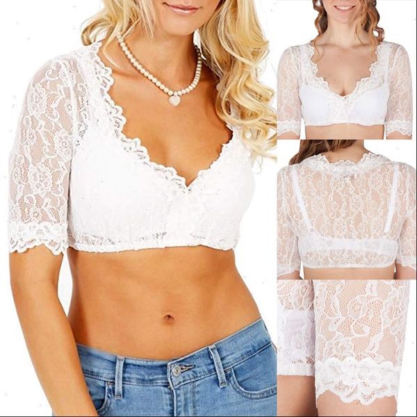 women womens shirts oktoberfest shirt lace short german dirndl blouse beerfest wrap crop female v neck thin sleeve, White
women womens shirts oktoberfest shirt lace short german dirndl blouse beerfest wrap crop female v neck thin sleeve, White