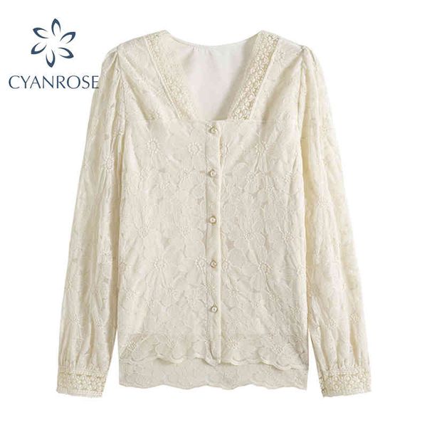 women lace embroidery elegant blouse vintage v neck cardigan rok shirt office ladies party loose chic ulzzang blusas 210417, White
women lace embroidery elegant blouse vintage v neck cardigan rok shirt office ladies party loose chic ulzzang blusas 210417, White