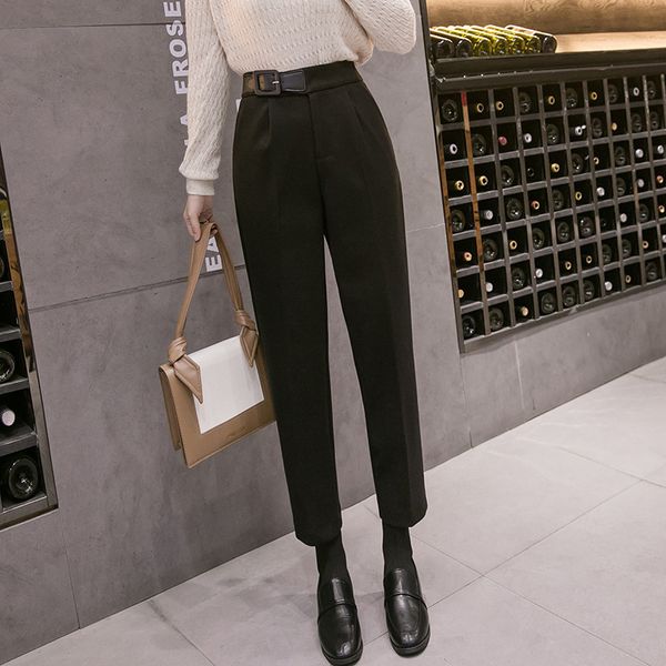 capri winter 2021 formal woolen harem women high-waisted waistbands lady of the office stylish ankle-length pant pocket, Black;white
capri winter 2021 formal woolen harem women high-waisted waistbands lady of the office stylish ankle-length pant pocket, Black;white