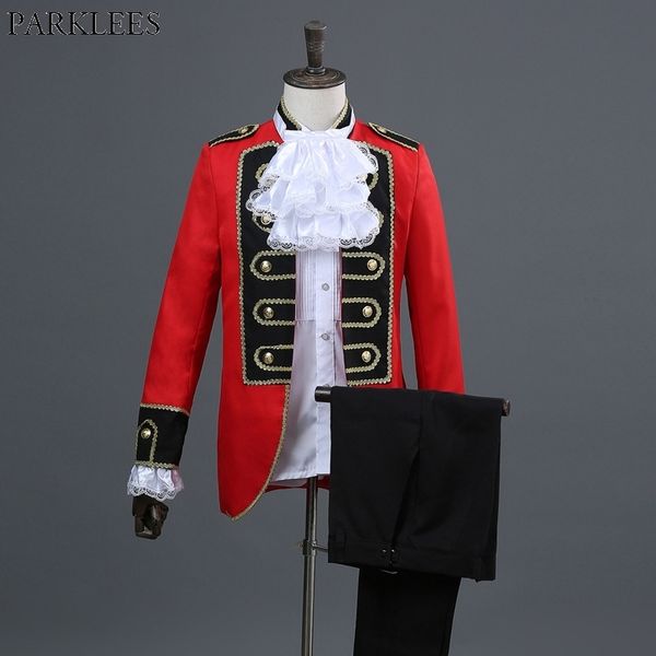 mens red europe style court marshal suits groom wedding 2 piece suit (jacket+pants) male party stage singer middle ages costume 210522, White;black
mens red europe style court marshal suits groom wedding 2 piece suit (jacket+pants) male party stage singer middle ages costume 210522, White;black