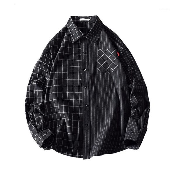 men's casual shirts ropa hombre fashion mens luxury plaid splicing stylish slim fit long sleeve business dress chemise hawaienne homme1, White;black
men's casual shirts ropa hombre fashion mens luxury plaid splicing stylish slim fit long sleeve business dress chemise hawaienne homme1, White;black