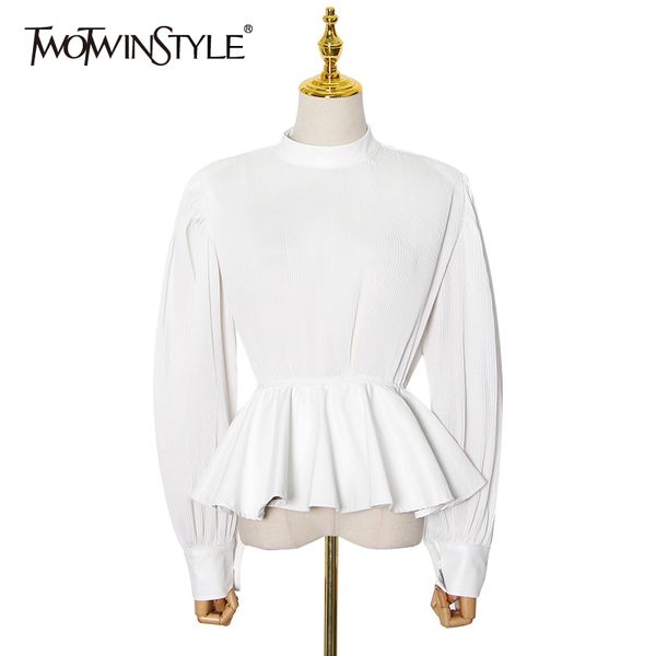 twotwinstyle white tunic shirt for women stand collar long sleeve elegant blouse female fashion clothing autumn style 210517
twotwinstyle white tunic shirt for women stand collar long sleeve elegant blouse female fashion clothing autumn style 210517