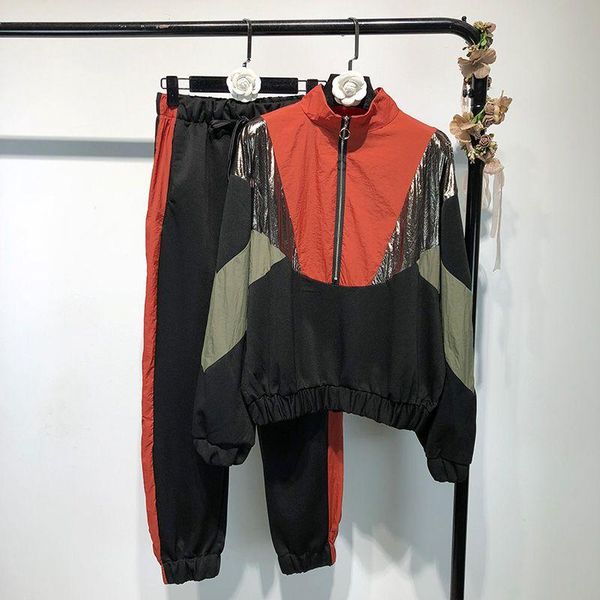 spring autumn fashion streetwear colors contrast patchwork zipper sweatshirt and pants suits women 2 pieces sets women's two piece, White
spring autumn fashion streetwear colors contrast patchwork zipper sweatshirt and pants suits women 2 pieces sets women's two piece, White