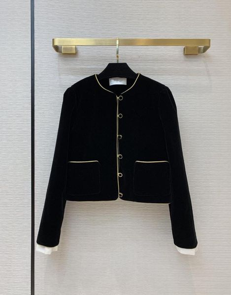 women's jackets short jacket single breasted velvet button decor women clothes gold embroidered pockets autumn woman, Black;brown
women's jackets short jacket single breasted velvet button decor women clothes gold embroidered pockets autumn woman, Black;brown