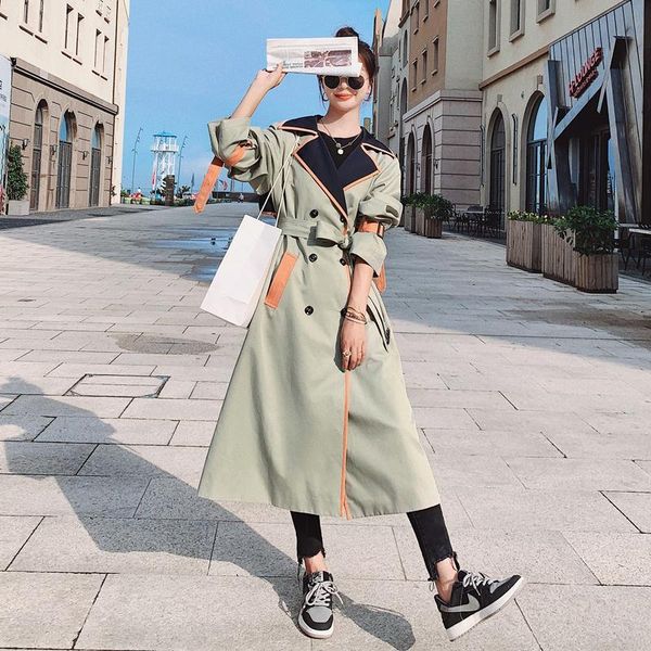 women's trench coats korean double breasted belted long coat for women elegant chic slim casual blazer windbreaker outerwear female 218, Tan;black
women's trench coats korean double breasted belted long coat for women elegant chic slim casual blazer windbreaker outerwear female 218, Tan;black