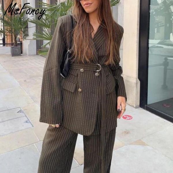 women's two piece pants msfancy plaid sets women vintage double breasted tunic blazer suits 2021 tailleur femme high waist 2, White 
women's two piece pants msfancy plaid sets women vintage double breasted tunic blazer suits 2021 tailleur femme high waist 2, White