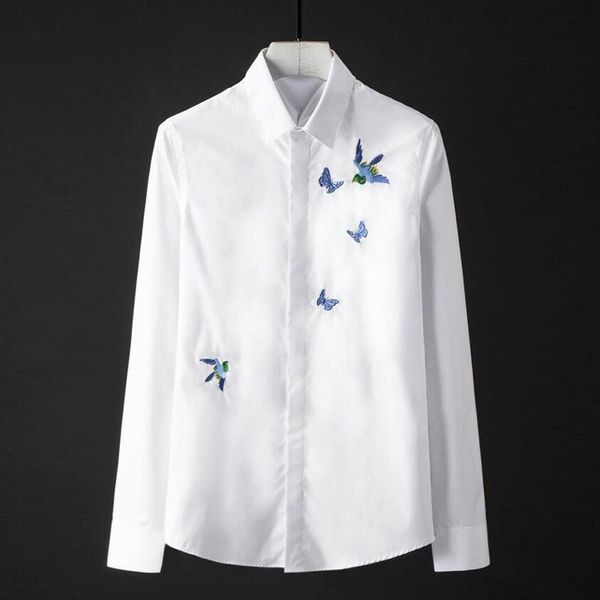cotton shirt men bird embroidery long sleeve chemise homme casual slim solid business male dress shirts men's, White;black
cotton shirt men bird embroidery long sleeve chemise homme casual slim solid business male dress shirts men's, White;black