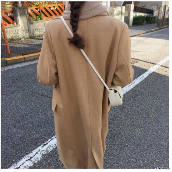 women's wool & blends korean chic apricot long coat woman winter autumn 2021 elegant loose trench for women double breasted streetwear, Black
women's wool & blends korean chic apricot long coat woman winter autumn 2021 elegant loose trench for women double breasted streetwear, Black