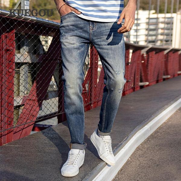 men's jeans kuegou 2021 autumn winter clothing men scratched hole slim fim fashion stretchy vintage denim pants plus size lk-1960, Blue
men's jeans kuegou 2021 autumn winter clothing men scratched hole slim fim fashion stretchy vintage denim pants plus size lk-1960, Blue