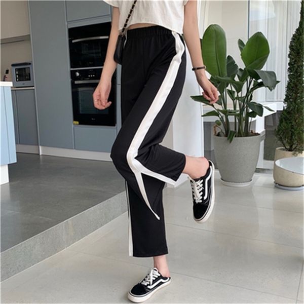 casual loose baisc patchwork fashion simple college wind female women full length trousers 210522, Black;white
casual loose baisc patchwork fashion simple college wind female women full length trousers 210522, Black;white