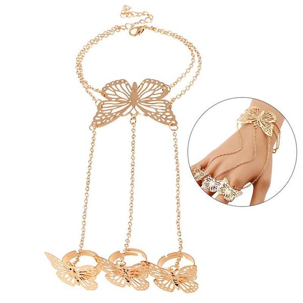 charm bracelets coxeer creative finger ring bracelet fashion hollow out butterfly decor hand harness chain jewelry accessories, Golden;silver
charm bracelets coxeer creative finger ring bracelet fashion hollow out butterfly decor hand harness chain jewelry accessories, Golden;silver