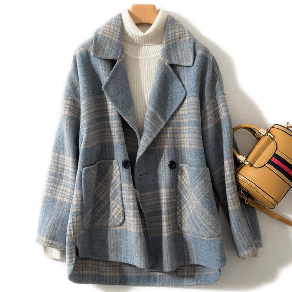 women's wool & blends 100% coat female jacket 2021 autumn winter women korean woolen coats and jackets plaid outwear my3695 en s, Black
women's wool & blends 100% coat female jacket 2021 autumn winter women korean woolen coats and jackets plaid outwear my3695 en s, Black